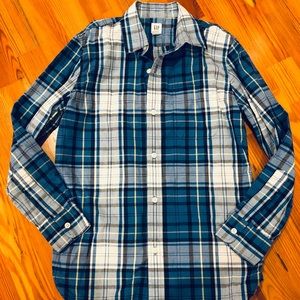 GAP Shirts & Tops - Gap boys button down blazer, blue plaid, size 10 GAP Shirts & Tops - Gap boys button down blazer, blue plaid, size 10